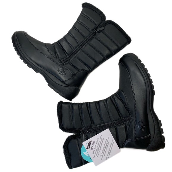 totes Shoes - Totes Women's Jennifer Black Waterproof Winter Boots Black Size 9 Medium